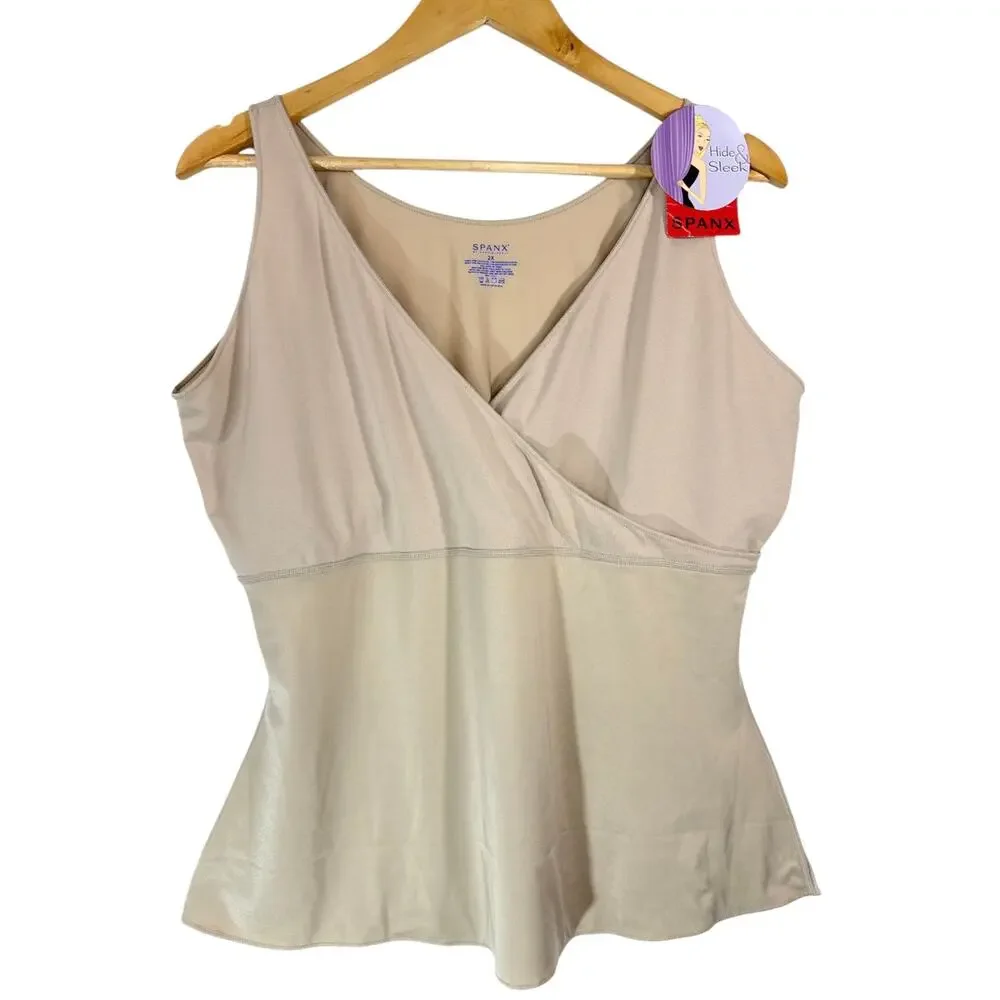 NWT Spanx Hide & Sleek Criss Cross Cami 2X Beige Tan Body Shaping Slimming Top